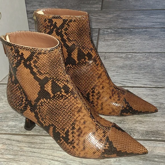 JIMMY CHOO Kix 65 Cuoio Snake Print Pointed Toe Leather Boots Size 36.5 ITALY - Picture 13 of 17